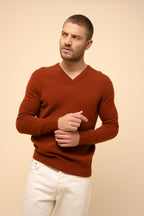 4-Ply V-Neck Jumper - Nathan - Squirrel