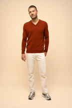 4-Ply V-Neck Jumper - Nathan - Squirrel
