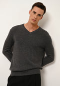Pull Col V 4 Fils - Nathan - Anthracite Chiné
