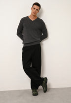 Pull Col V 4 Fils - Nathan - Anthracite Chiné