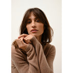 Abby V-Neck Jumper Mottled Camel - 100% Cashmere - 4-Ply - Jersey Knit - Women