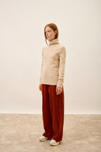 4-Ply Roll Neck Jumper - June - Sand