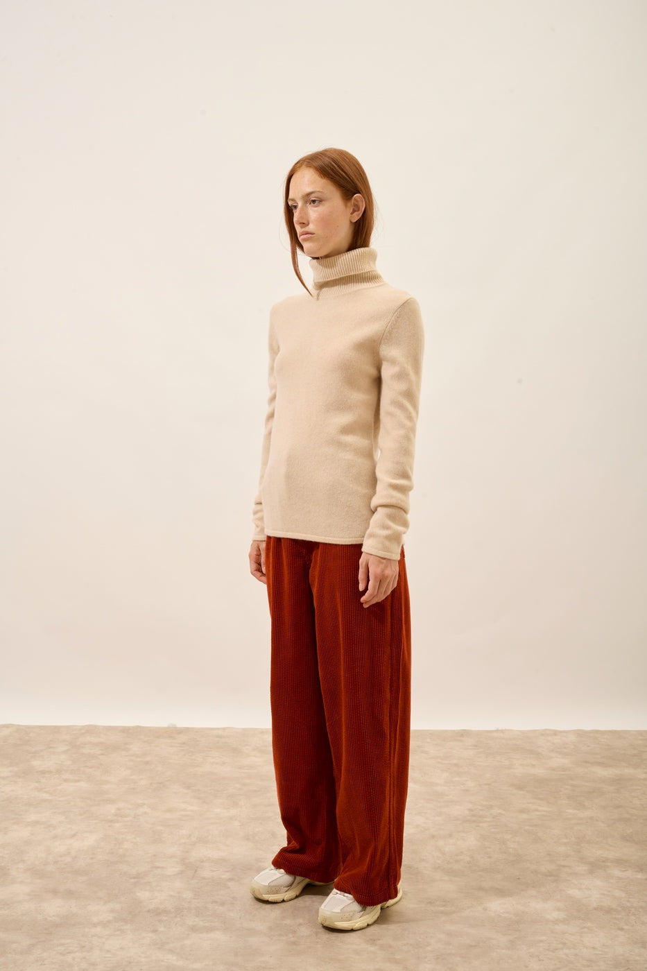 4-Ply Roll Neck Jumper - June - Sand