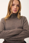 Pull Col Roulé 4 Fils - June - Taupe Chiné
