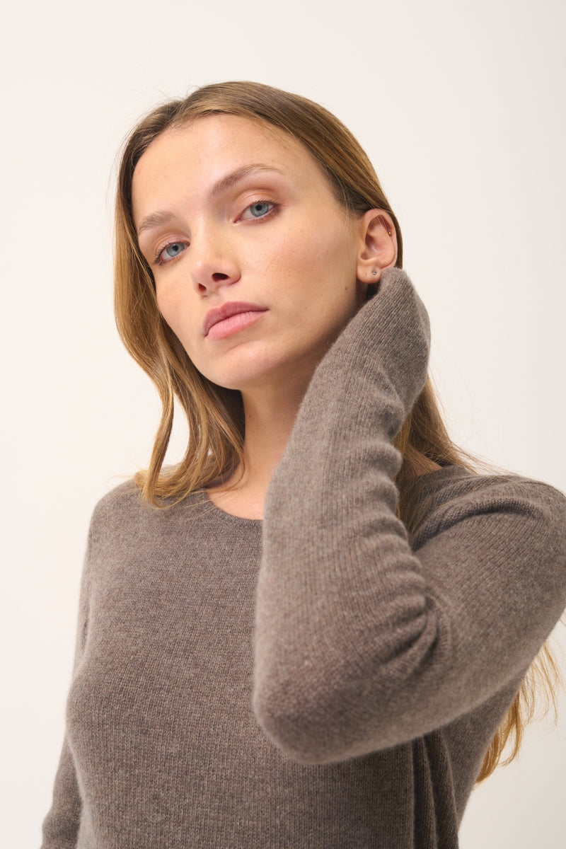 Pull Col Rond 4 Fils - Joyce - Taupe Chiné