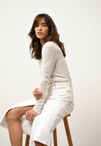 Pull Col Rond 4 Fils Joyce - 100% Cachemire 4 Fils - Ivoire - Femme