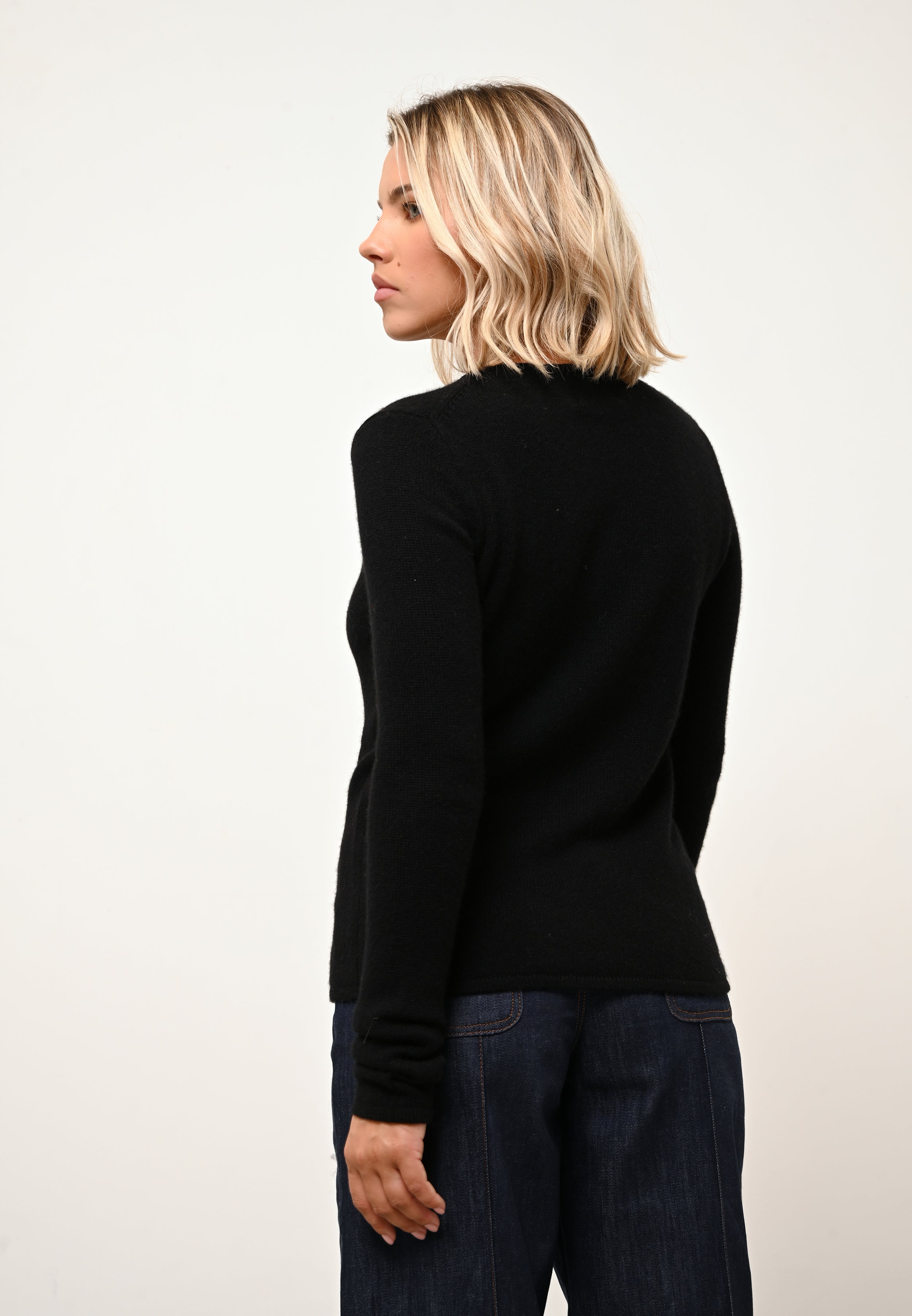 Pull Col Rond 4 Fils - Joyce - Noir