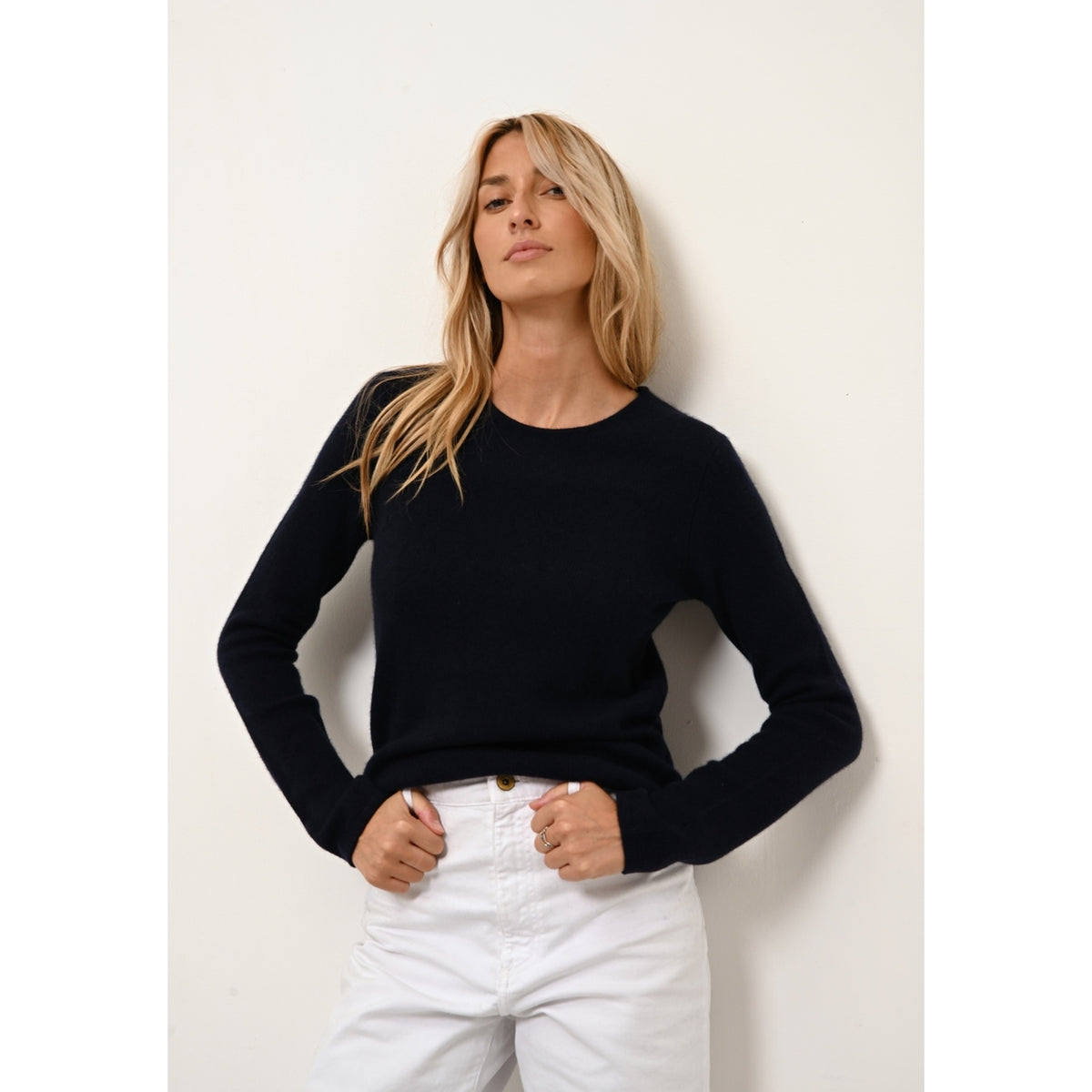 4-Ply Crew-Neck Jumper - Joyce - Navy