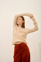 Round Neck 4-Ply Jumper - Joyce - Sand