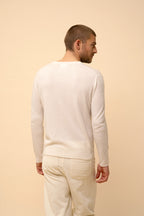 Pull Col V  Walt - 100% Cachemire 2 Fils - Ivoire - Homme