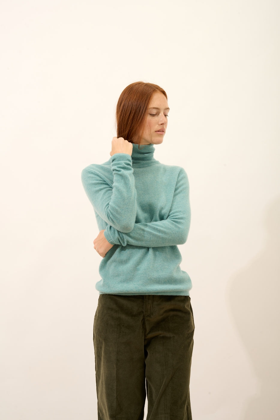 Pull Col Roulé - Ava - Vert Chiné