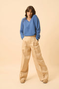 Pull Col V - Nora - Bleu Denim