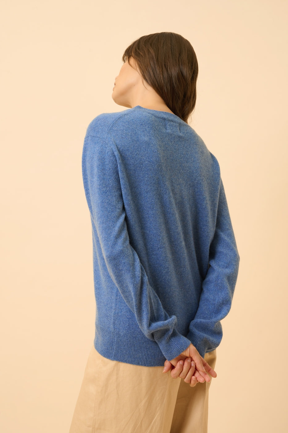 Pull Col V - Nora - Bleu Denim
