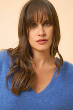 Pull Col V Devant Et Dos - Opal - Bleu Denim