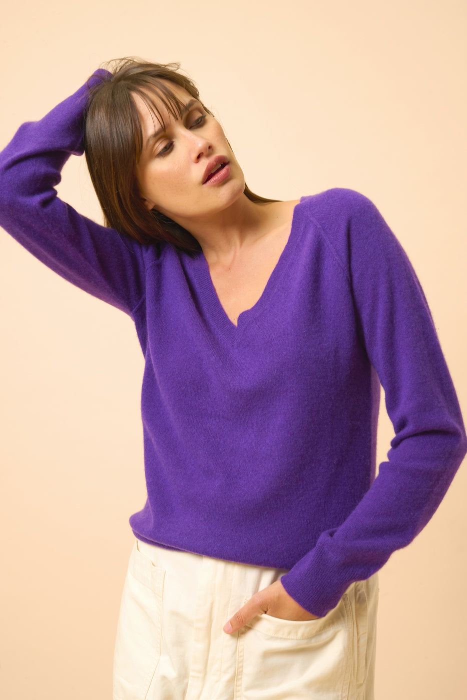 V-Neck Jumper - Phoebe - Violet