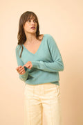Jersey Cuello V - Phoebe - Verde Jaspeado