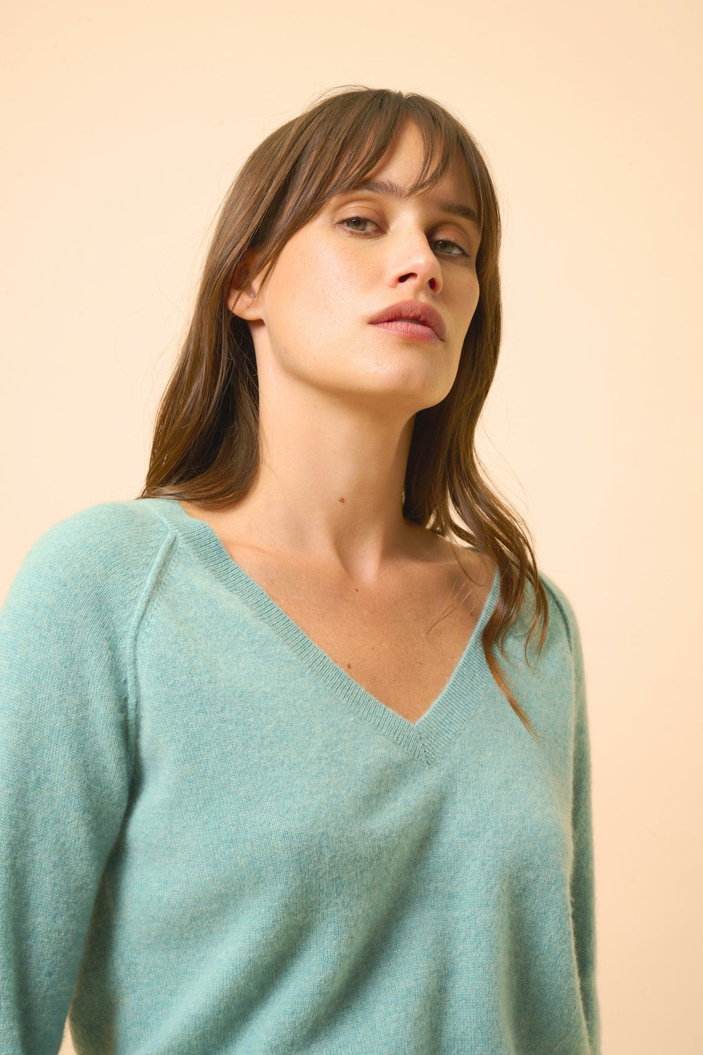 Jersey Cuello V - Phoebe - Verde Jaspeado