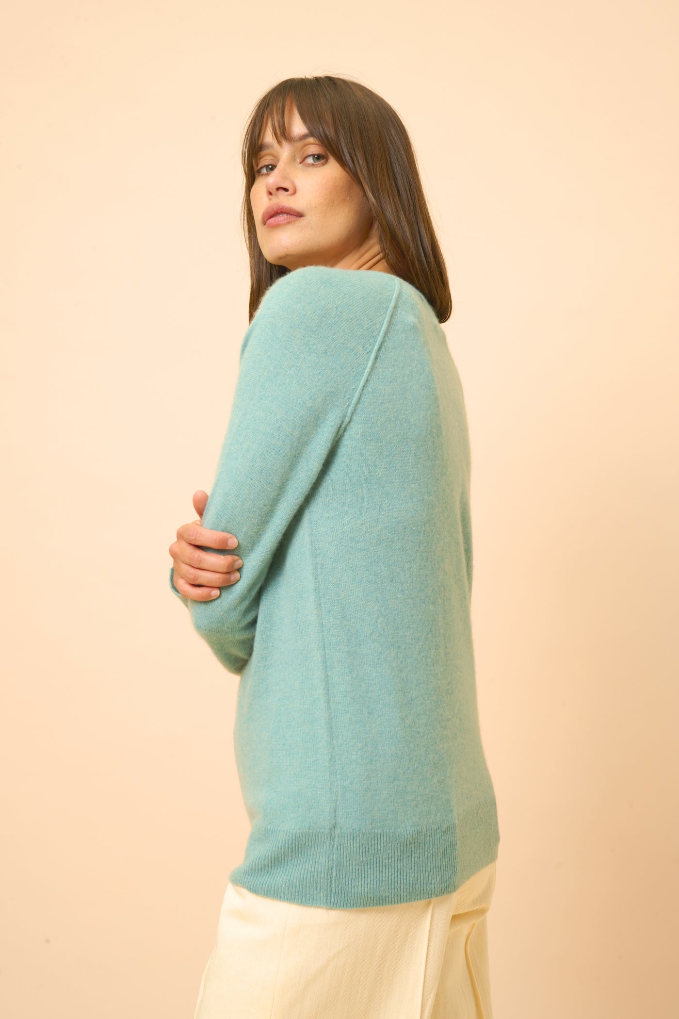Jersey Cuello V - Phoebe - Verde Jaspeado