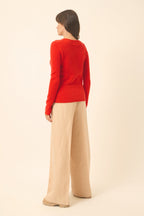 Jersey de Cuello Redondo de 4 Hilos - Joyce - Tomate