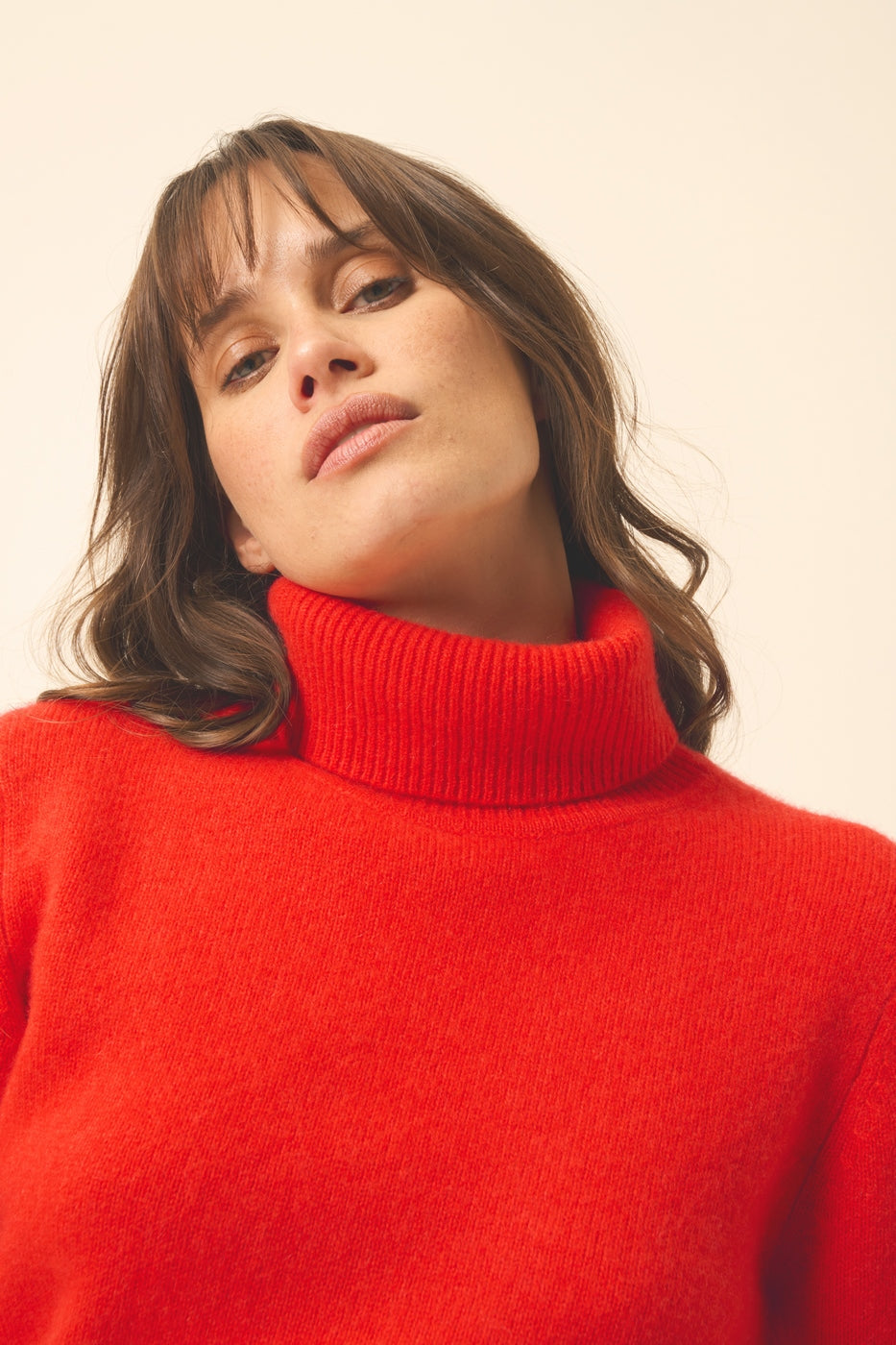 Jersey de cuello alto de 4 capas - June - Tomate