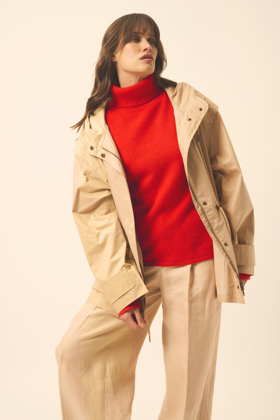 Jersey de cuello alto de 4 capas - June - Tomate