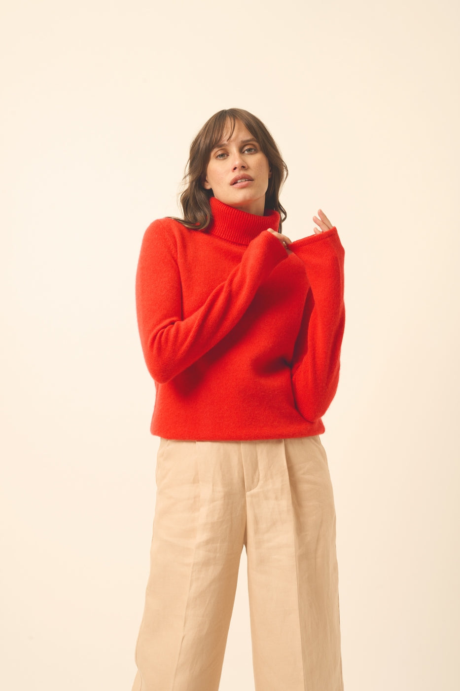 Jersey de cuello alto de 4 capas - June - Tomate