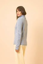 Pull Col Roulé 4 Fils - June - Bleu Ivoire