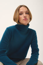 Pull Col Roulé 4 Fils - June - Vert Canard