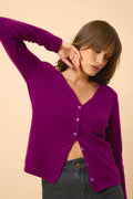 Cardigan Col V - Norma - Prune