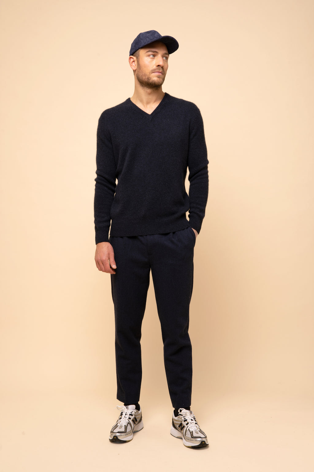 Pull Col V 4 Fils - Nathan - Caviar