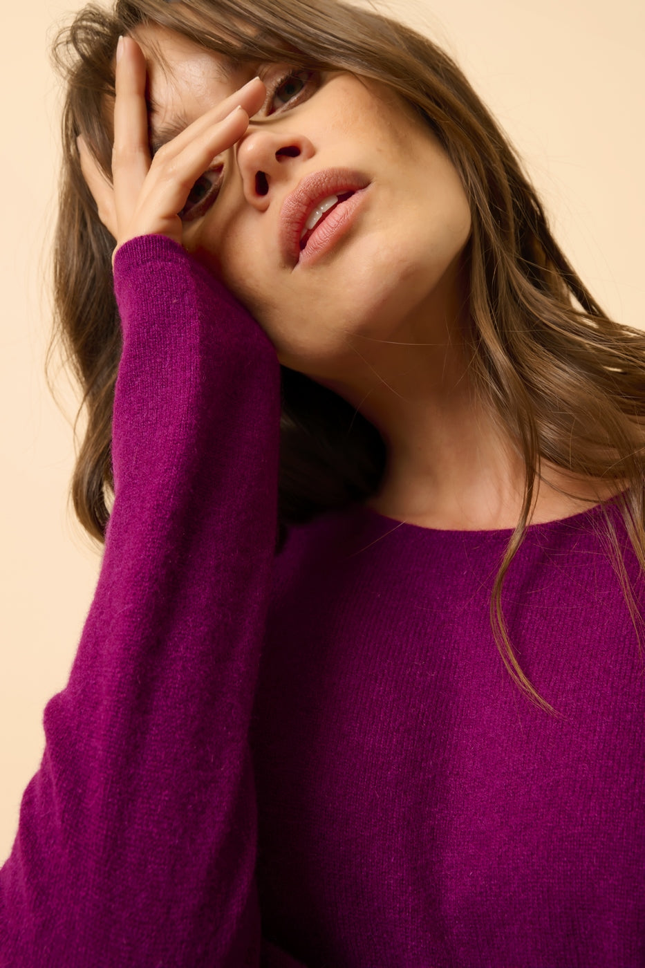 Pull Col Rond - Vivian - Prune