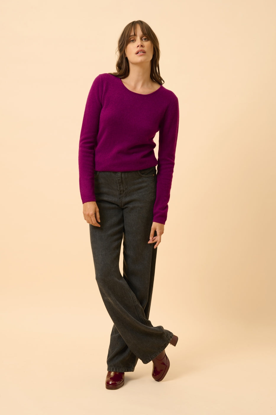 Pull Col Rond - Vivian - Prune