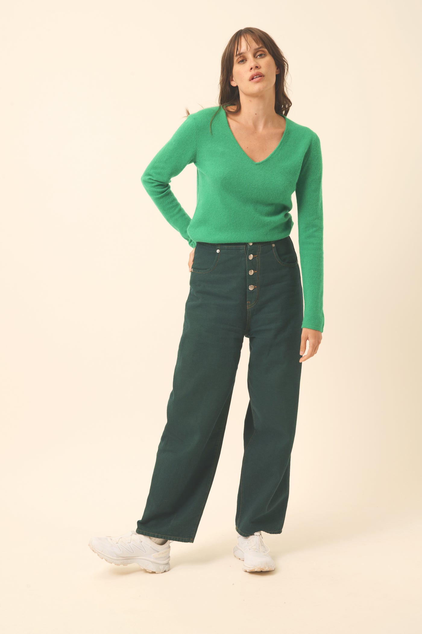Pull Col V - Joan - Menthe