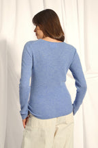 V-Neck Jumper - Joan - Mottled Sky