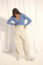 V-Neck Jumper - Joan - Mottled Sky