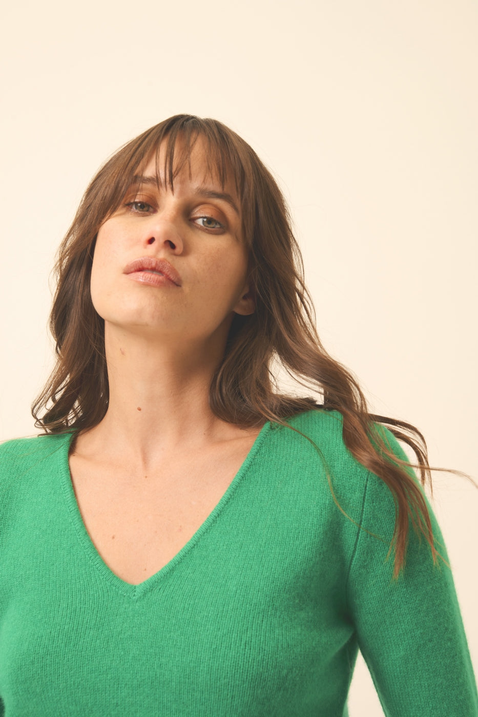 Pull Col V 4 Fils - Abby - Menthe