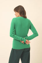 Pull Col V 4 Fils - Abby - Menthe