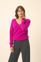 Jersey de Cuello en V - Phoebe - Violeta