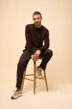 Pull Col Rond-Noe-100% Cachemire, 2 Fils-Café-Homme