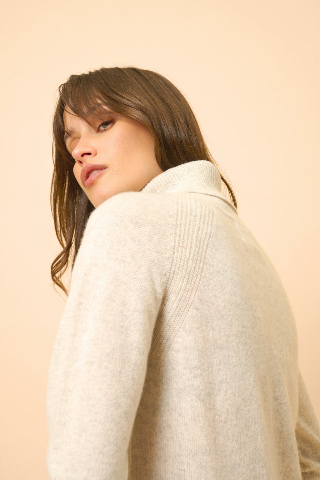 Jersey de cuello alto - Lilly - Gris Perla Jaspeado