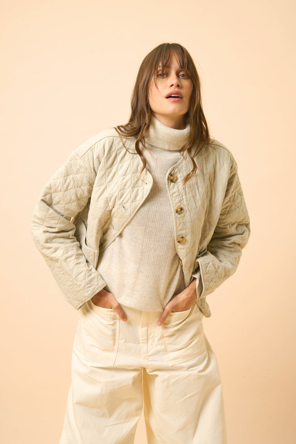 Jersey de cuello alto - Lilly - Gris Perla Jaspeado