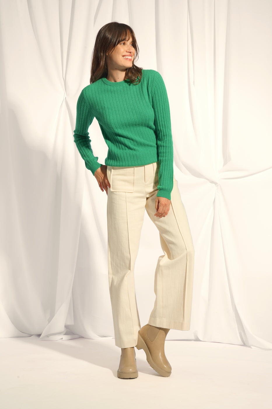 Pull Col Rond - Avana - Menthe