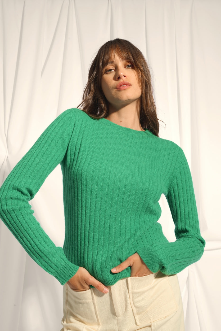 Pull Col Rond - Avana - Menthe