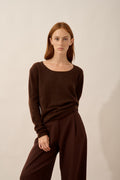 Pull Col Bateau - Fiona - Café