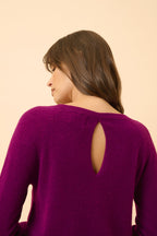 Jersey con espalda caída y cuello barco - Abigail - Ciruela