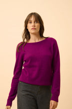 Jersey con espalda caída y cuello barco - Abigail - Ciruela
