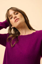 Jersey con espalda caída y cuello barco - Abigail - Ciruela