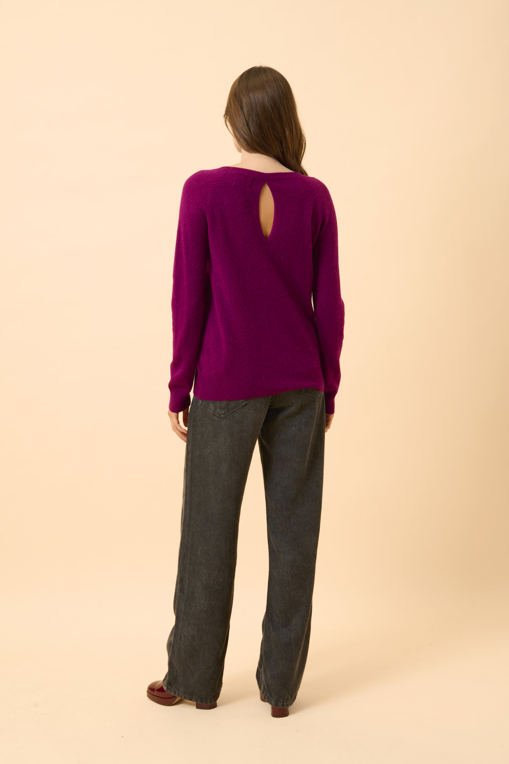 Pull Col Bateau Goutte Dos - Abigail - Prune