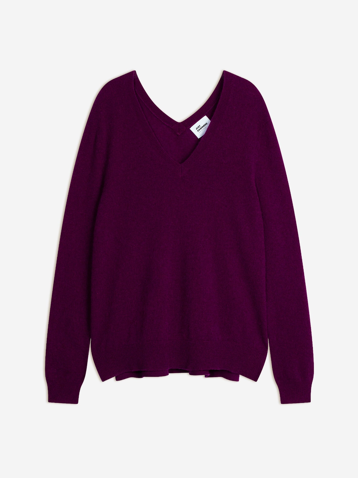 Pull Col V Devant Et Dos - Opal - Prune