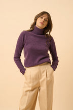 Jersey Cuello Vuelto - Ava - Violeta Jaspeado